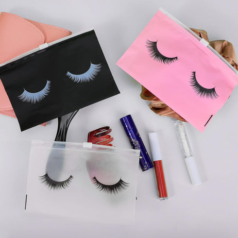 60PCS Eyelash Aftercare Bags,Eyelash Makeup Bags,Empty Eyelash Cosmetic Pouches,Multipurpose Lash Bags,Eyelash Pattern Zipper Pouch Toiletry Bag L...