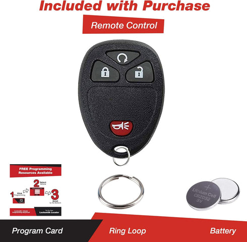 KeylessOption Keyless Entry Remote Control Car Key Fob Replacement for 15913421 with Key...