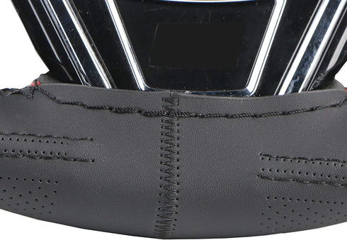 15 Inch 3D Universal Artificial Leather Steering Wheel Cover Stitch On Wrap with Needle & Thread Non-slip Black...