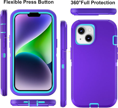 GYJ Case for iPhone 15, iPhone 14, and iPhone 13 Case 6.1" with 2 Screen Protector, Full Body Heavy Duty Military Grade Cover, Shockproof Drop-Pro...