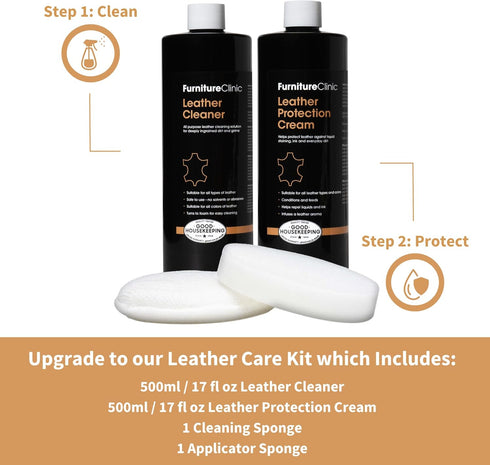 Furniture Clinic Leather Protection Cream | 2-in-1 Leather Conditioner & Waterproofing Protector for Furniture, Shoes, Car Seats & More | Prevent ...