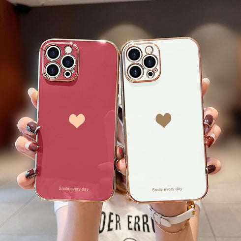 Teageo for iPhone 12 Pro Max Case for Women Girl, Cute Love-Heart Luxury Bling Soft Back Cover, Raised Camera Protection Bumper, Silicone Shockpro...