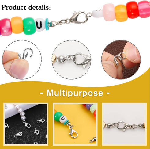 Lobster Clasps for Jewelry Making, 500 Pcs Jewelry Making Supplies Includes 100 Pcs Lobster Claw Clasps, 200 Pcs Open Jump Rings and 200 Pcs Bead ...