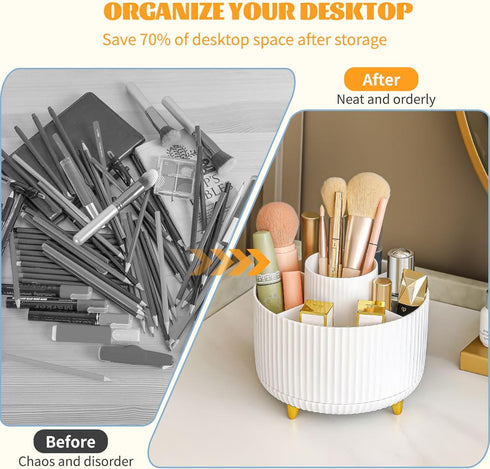 CenYouful Makeup Brush Holder Organizer,5 Slot 360° Rotating Make up Brushes Cup, Makeup Organizer Countertop for Cosmetics, Nail Polish, Art Supp...