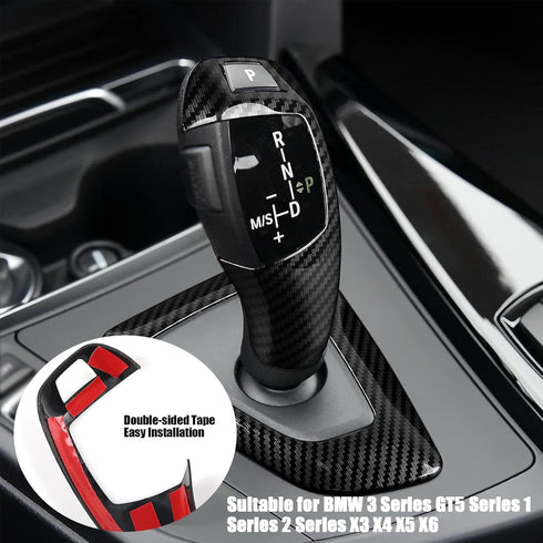 1 PC Car Gear Shift Head, ABS Carbon Fiber Pattern Shift Knob Cover Sticker, Replacement Decorative Accessories, for BMW 3 Series GT5 Series 1 Ser...