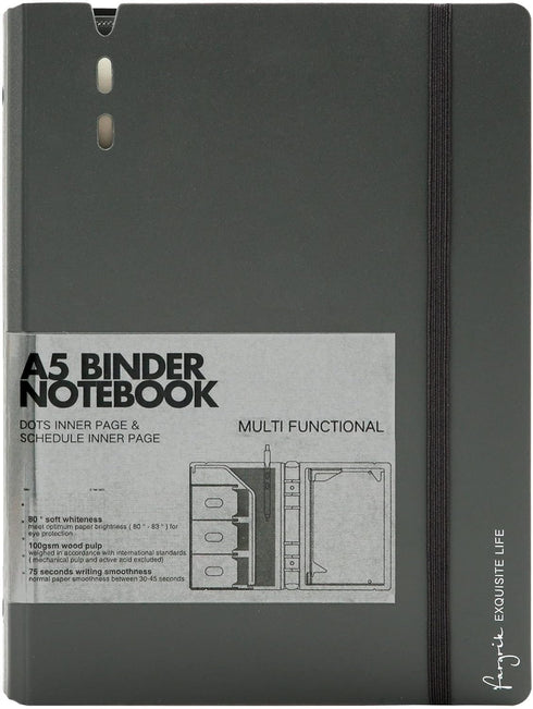 CAGIE A5 Binder 6 Ring Binder Notebook with Dividers Refillable Planner Binder with Pockets, A5 Refill Paper Include Planning Square Ruled and Dot...