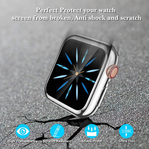 GEAK 3 Pack Compatible with Apple Watch Screen Protector Case 42mm, Full Protective Case HD Ultra-Thin Cover Compatible with iWatch Series 3/2/1 B...