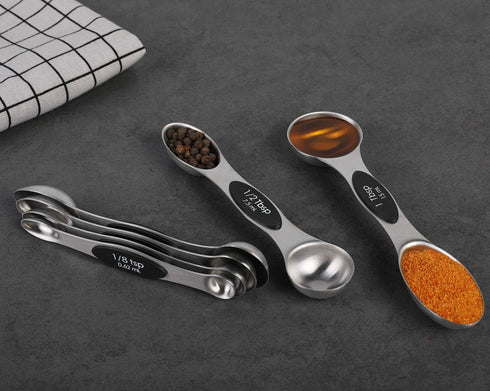 Magnetic Measuring Spoons Set Stainless Steel Dual Sided Stackable Teaspoon Tablespoon for Measuring Dry and Liquid Ingredients...