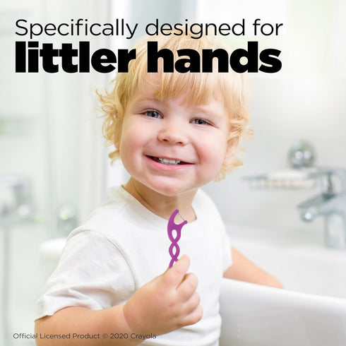 GUM Crayola Twistables Kids Flossers with Fluoride - Designed for Little Hands - Three Fun Fruit Flavors - Easy to Use Kids Floss Picks for Childr...