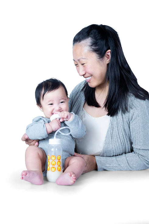 Hands-Free Baby Bottle - Anti-Colic Nursing System 9 oz Baby Bottle with Fast Flow Nipple/Teat 3m+ Infant with Tube Straw Feeding System for Toddl...