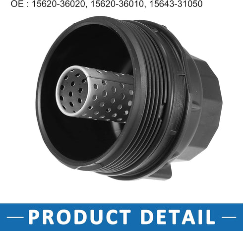 Car Engine Oil Filter Cover Oil Plug 15620-36020 with O Ring Washer Oil Filter Housing Cap Assembly Part for Toyota C-HR 2018-2019...