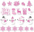Whaline 20Pcs Christmas Decoration Magnets Pink Winter Refrigerator Magnets Xmas Snowman Snowflake Decorative Fridge Magnetic Stickers for Mailbox...