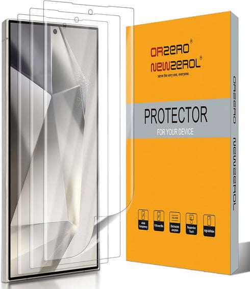 (3 Pack) TPU Screen Protector for Samsung Galaxy S24 Ultra 5G Protector De Pantalla, Self-Healing, Ultra HD, Fingerprint Unlock Support, Silky Tou...