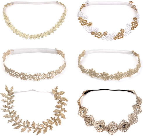 6pcs Lace Floral Headbands for Baby Girl Elastic Flower Bows Hair Bands Beautiful Kid Girl Hairbands Hair Accessories...