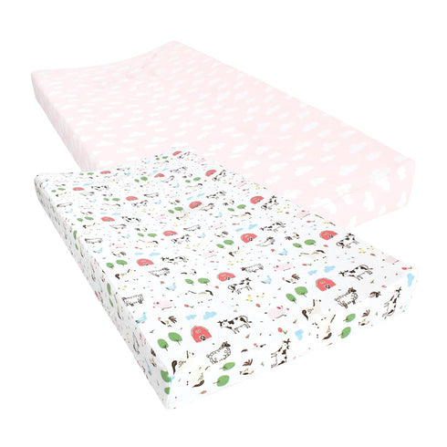 Hudson Baby Unisex Baby Cotton Changing Pad Cover, Girl Farm Animals, One Size...