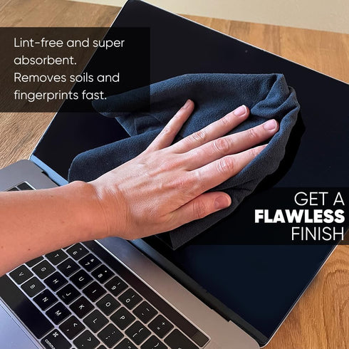 Premium Lens Screen Cleaning Cloth by Microfiber Wholesale | Black | 8”x8” | 10pk | Soft Microfiber Suede | Compact Size Reusable | No Lint Scratc...
