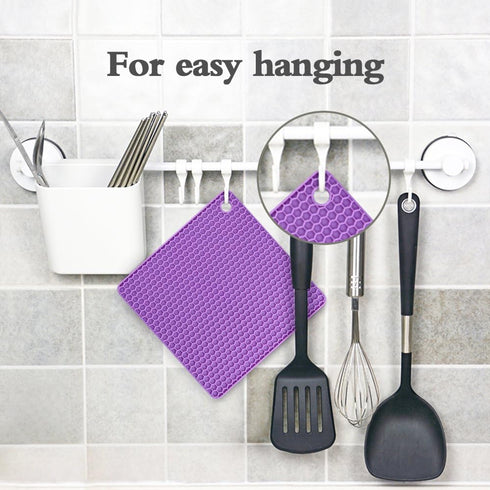 CAKETIME Silicone Trivet Mats - Hot Pads Spoon Rest, Multipurpose Trivet for Hot Dishers Heat Resistant Food Grade Silicone Set of 4...