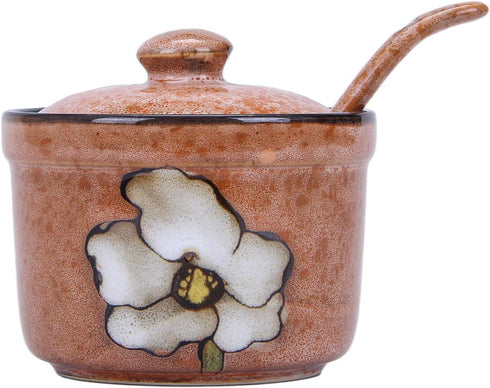 VanEnjoy Traditional China Retro Hand Painted Flower Ceramic Round Sugar Spice Containers Porcelain Jar with Spoon Round Condiment...