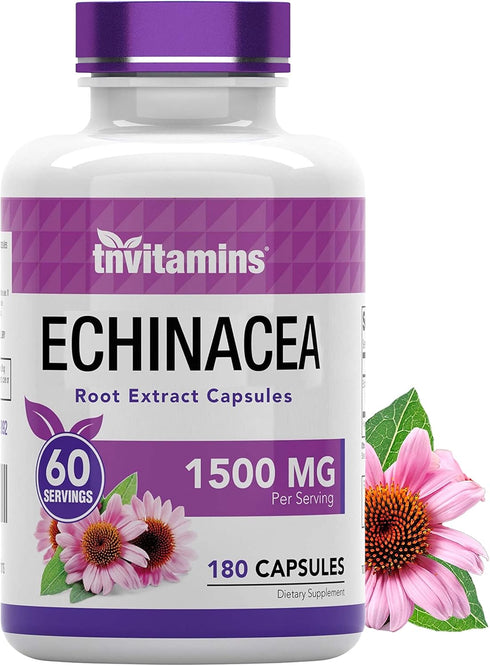 Echinacea Capsules (1500 mg Per Serving - 180 Capsules) | Supports Health & Well-Being | Echinacea Root Herbal Extract Supplement | Produced in Th...