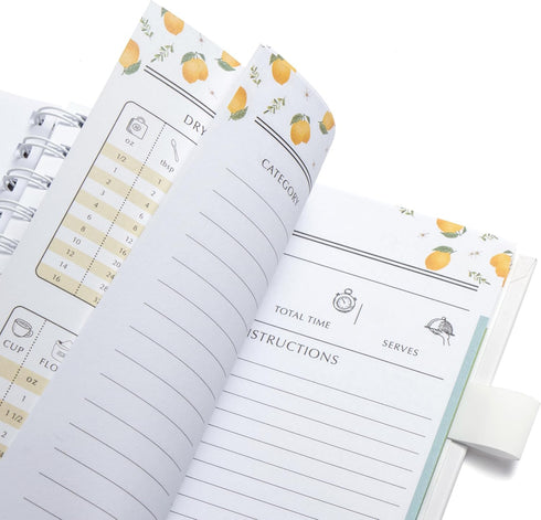 OUTSHINE 6 x9 Lemons Hardcover Recipe Binder, Blank Recipe Binder to Write in Your Own Recipes, Recipe Binder, Recipe Book Blank, Recipe Notebook,...