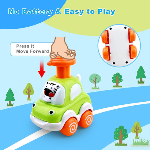 Baby Toy Cars for 1 +Year Old Boy - Toddler Toys Age 2 3 4 Year Old Boy Gifts, Animal Cartoon Press and Go Cars for Toddlers 2-4 Birthday Toys...