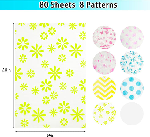 80 Sheets Flower Tissue Paper 20" x 14" Spring Style Gifts Wrapping Paper for Birthday Wedding Party DIY Crafts...
