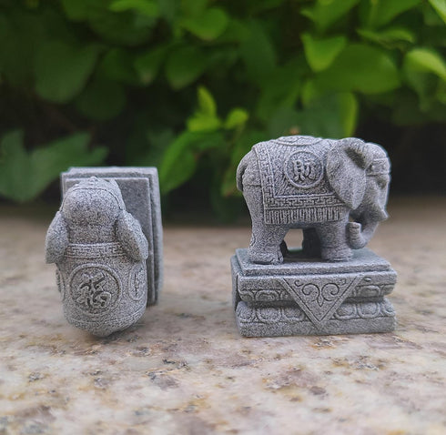Fish Tank Decorations Asian Aquarium Foo Dogs Statue A Pair FengShui Elephant Ornaments for 10 Gallon or Smaller Fish Tanks & Pet Betta Fish Rest ...