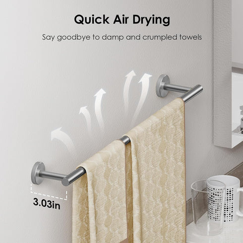 FORIOUS Towel Bar 7.3 Inch Center to Center, Brushed Nickel Bathroom Towel Rack 304 Stainless Steel, Wall Mounted Towel Holder for Bathroom, inclu...