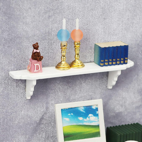 1Pc White Dollhouse Wall Shelf, 1:12 Scale Miniature Dollhouse Accessories, White Doll House Storage Wall Shelf for Kitchen Scene, Dollhouse Décor...
