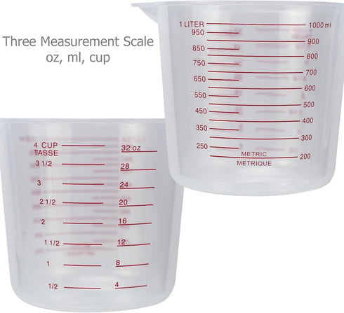 3 Pack Plastic Measuring Cups Mixing Pitcher for Cooking Baking DIY Craft Art Painting, Size of 1000ML/500ML/250ML...