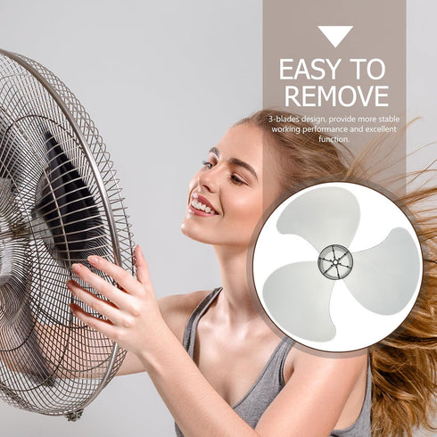 DOITOOL Standing Fan Blades 3 Leaves Plastic Fan Blades 14 Inch Clear White Replacement Leaves with Nut Cover for Table Floor Pedestal Fan...