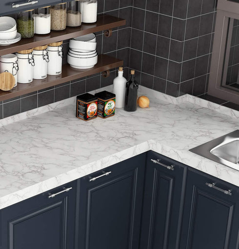 Livelynine Peel and Stick Marble White Contact Paper for Countertops Waterproof Kitchen Counter Top Covers Marble Contact Paper for Desk Covering ...