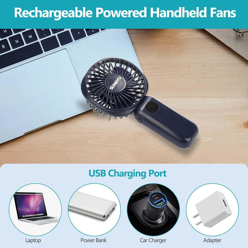 Portable Handheld Fan,Small Fan USB Rechargable with 4000mAh Battery as Powerbank, Mini Fan in LED Nightlight, Cooling Personal Fan for Travel, Ou...