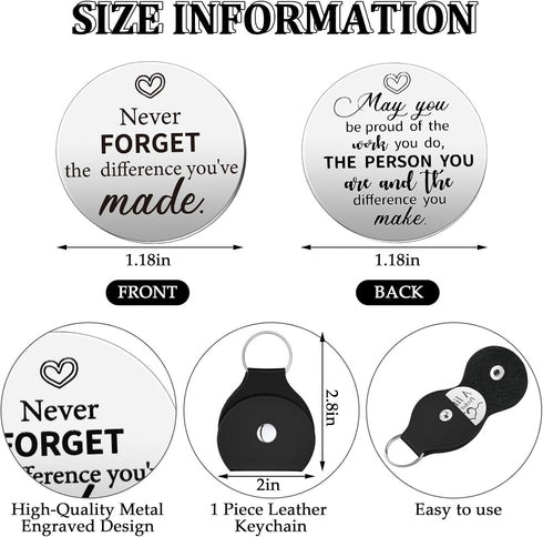 20 Set Pocket Hug Token Steel Double Sided Inspirational Gift with PU Leather Keychain Long Distance Relationship Keepsake for Employee Appreciati...