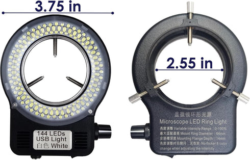 Microscope Light Microscope LED Ring Light Illuminator, Electronic Industry Microscope Ring Lamp 144 LED Bubbles for Lab Monocular Binocular Trino...