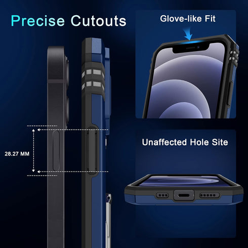 DEERLAMN for iPhone 12 Case,iPhone 12 Pro Case with Slide Camera Cover+Screen Protector(2 Packs),Rotated Ring Kickstand Military Grade Shockproof ...