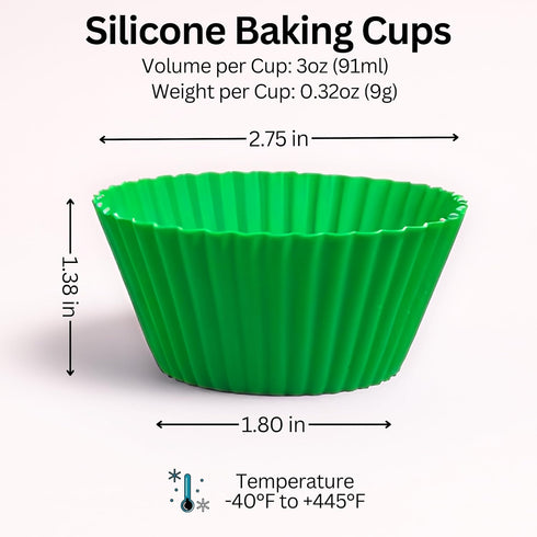 Silicone Baking Cups: Reusable Silicone Baking Cups, Non-Stick Muffin Liners, Cupcake Liner, Multicolor - 12 Pack...