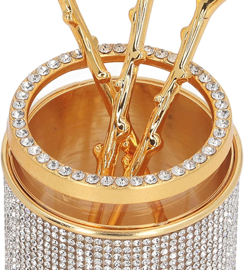 6Pcs Coffee Spoons Set with Holder, Zinc Alloy Gold Dessert Spoons, Mini Tea Spoons Set, Small Delicate Spoons Set for Fruit,Stirring, Mixing, Sug...