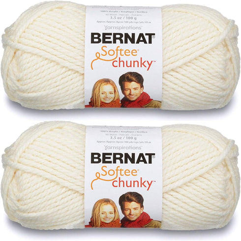 2-Pack - Bernat Softee Chunky Yarn, Natural, Single Ball...