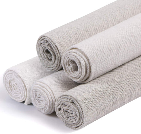Linen Needlework Fabric, Kissbuty 5 PCS Linen Fabric Cloth for Garment Craft Flower Pot Decoration Embroidery Cross Stitch Cloth, 19.6 by 19.6 Inc...