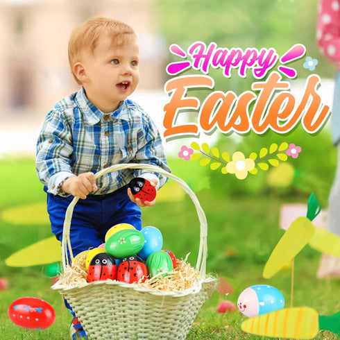 Toys for 3 4 5 6 Year Old Kids, Wooden Maracas Musical Easter Eggs Easter Basket Stuffers for Toddlers Birthday for Toddlers Easter Gifts for Baby...