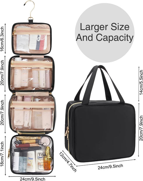 Hanging Toiletry Bag Travel Makeup Bag TSA Approved Clear Bag for Toiletries Waterproof Cosmetic Bag Toiletry Bag for Women Men Travel Toiletry Or...