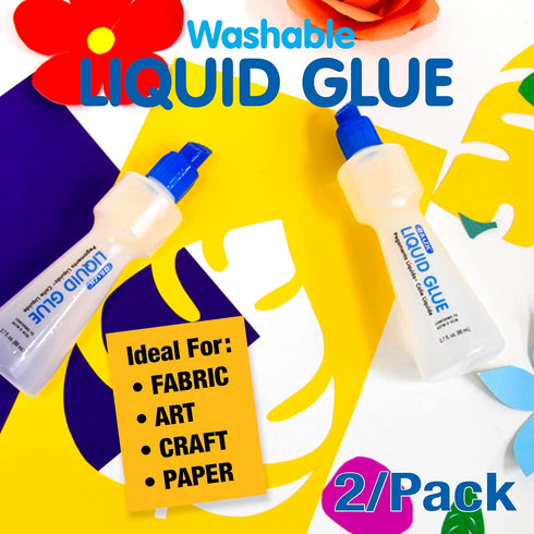 BAZIC Washable Stationery Clear Glue Pen 2.7 Oz. (80 mL), Liquid Clear Glues Adhesive, for Art Crafts Project for School Home (2/Pack), 1-Pack...
