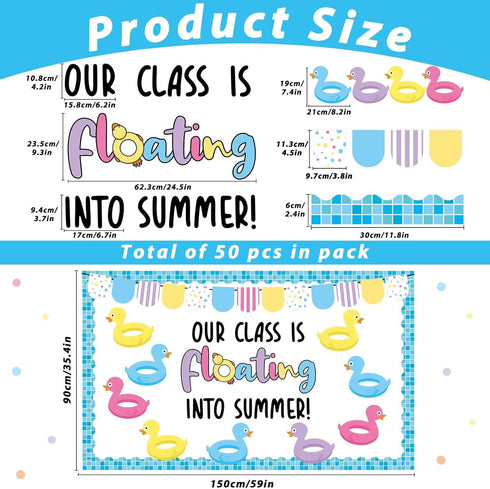 Summer Bulletin Board Decorations Floating Into Summer Classroom Bulletin Board Border Duck Summer Pool Float Paper Cutouts for Classroom Window W...