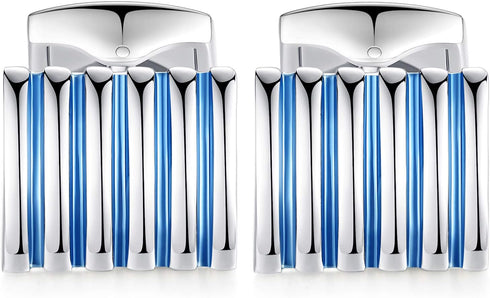 HONEY BEAR Rectangle Striped Cufflinks for Mens Business Wedding Gift Blue...