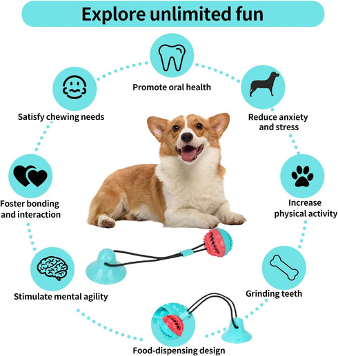 Interactive Dog Toys for Aggressive Chewers,Puppy Teething Toys for Boredom,Mentally Stimulating Tug of War Training Toy, Puzzle Treat Food Dispen...