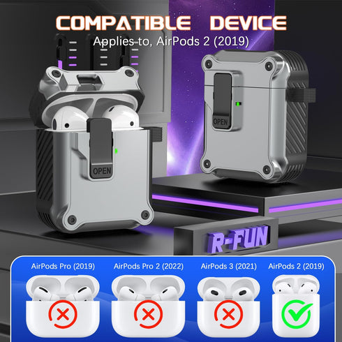 R-fun Compatible with AirPods 2nd Generation 2019,1st Gen 2016 Charging Case Cover, Full Drop Protection Auto Pop-Up Lid Compatible with Airpods C...
