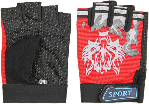 Kids Fingerless Cycling Gloves Mittens Breathable Non-Slip Shock-Absorbing Kids Riding Bike Gloves Girls Boys Fishing Bicycle Roller Skating Hunti...
