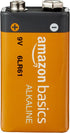 Amazon Basics 4-Pack 9 Volt Alkaline Performance All-Purpose Batteries, 5-Year Shelf Life, Packaging May Vary...