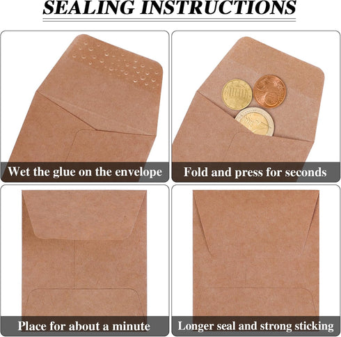 100 Pack Small Coin Envelopes Heavy Duty Self-Adhesive Kraft Seed Envelope Mini Parts Small Items Stamps Storage Packets Envelopes for Garden, Off...